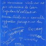 Manifeste du Nouveau Réalisme signé par les artistes en 1960.